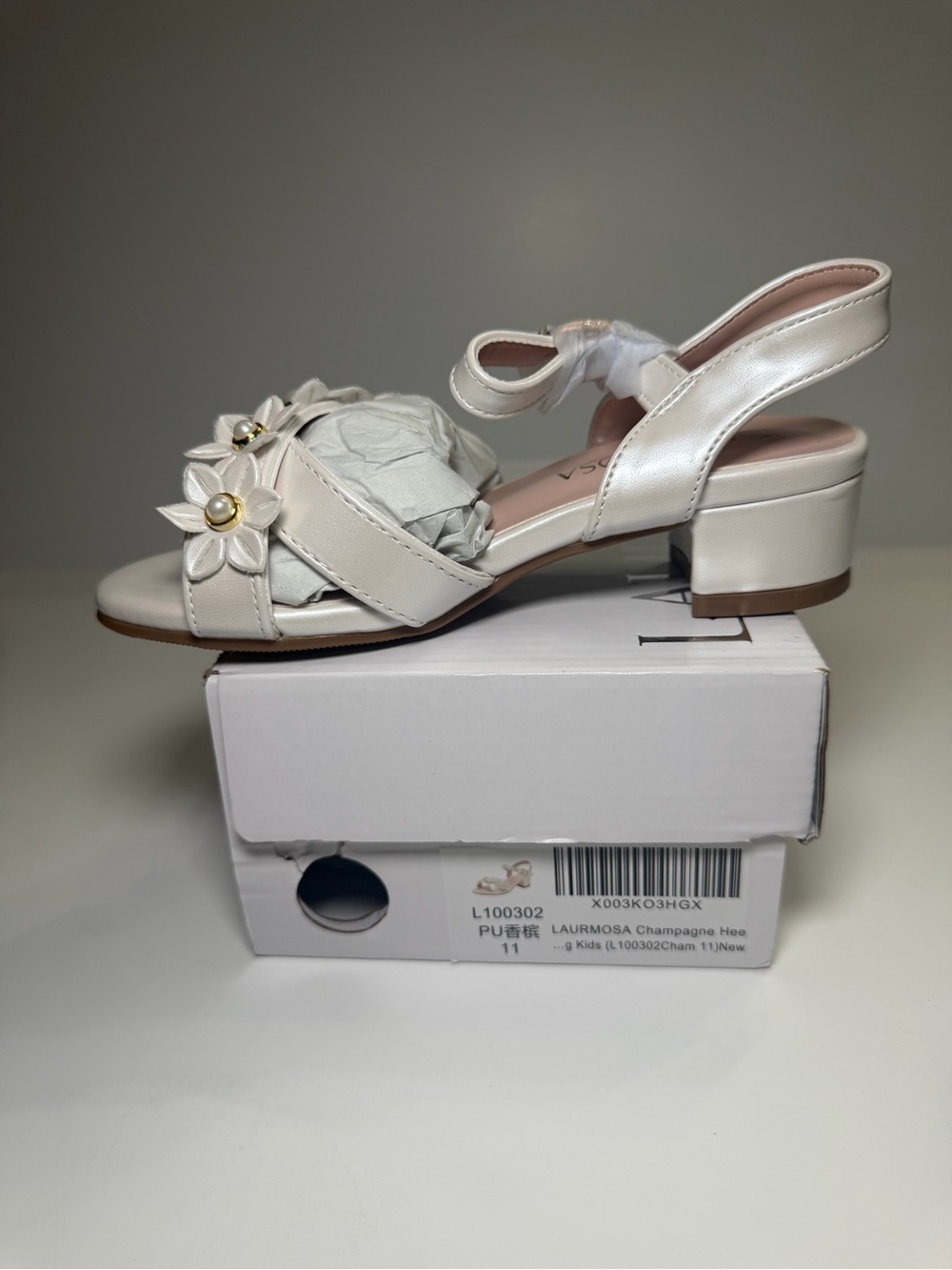 LAURMOSA Girls Sandals Kids Heels Open Toe Ankle Strap Dress Shoes size 11